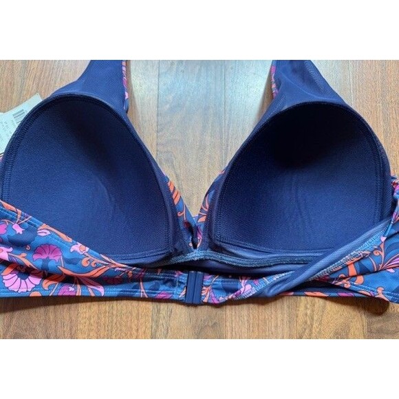 Boden Levanzo Halter Bikini Top US 16 18 Twist Blue Orange Floral Swim - Picture 8 of 11